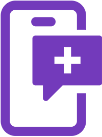 icon of cell phone with text bubble