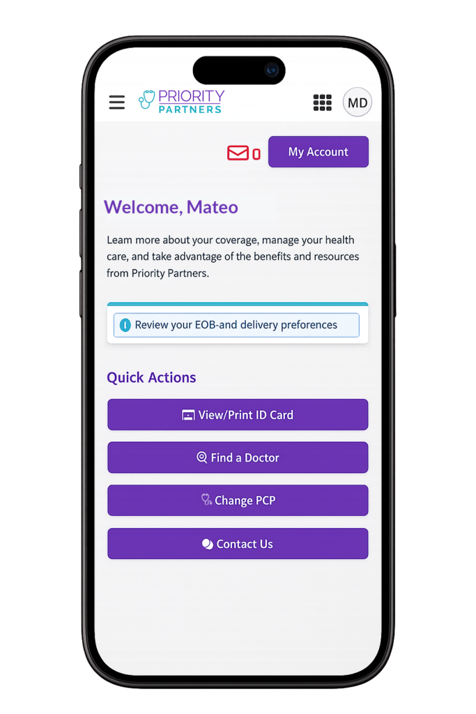 mobile app home screen
